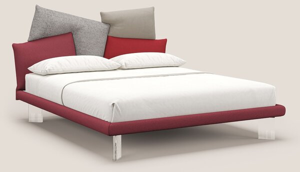 Rebus letto imbottito dal design moderno con piedi trasparenti in plex