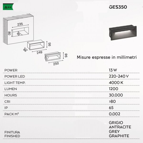 Segnapasso gea led ohrm ges350 led alluminio policarbonato ip65 - Gea Led