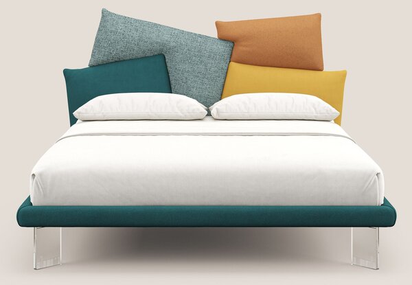 Rebus letto imbottito dal design moderno con piedi trasparenti in plex