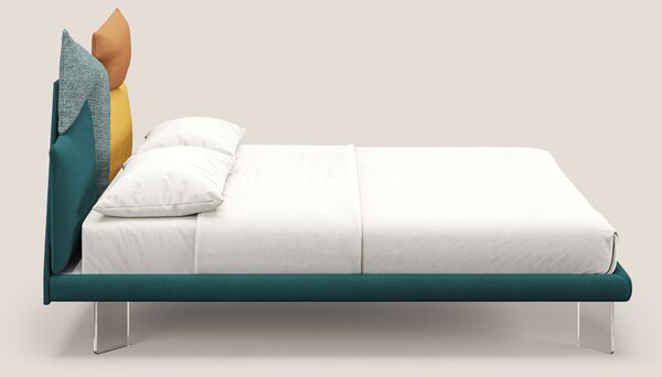 Rebus letto imbottito dal design moderno con piedi trasparenti in plex