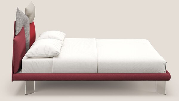 Rebus letto imbottito dal design moderno con piedi trasparenti in plex