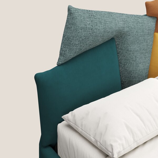 Rebus letto imbottito dal design moderno con piedi trasparenti in plex