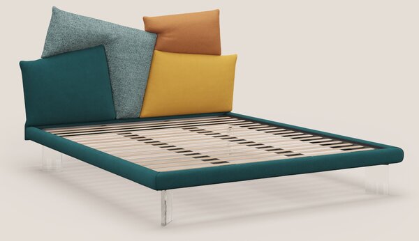 Rebus letto imbottito dal design moderno con piedi trasparenti in plex