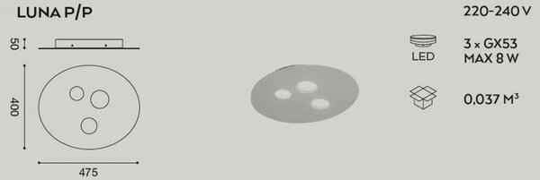 Plafoniera gea luce luna pp gx53 led 47x40 alluminio metacrilato lampada soffitto moderna classica - Gea Luce
