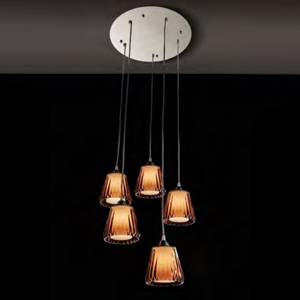Lampadario moderno illuminando gaia sp 5 led sospensione acrilico tortora viola trasparente interni e14 - Illuminando