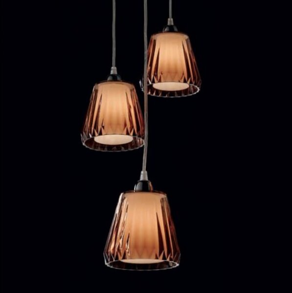 Lampadario moderno illuminando gaia sp 3 led sospensione acrilico tortora viola trasparente interni e14 - Illuminando