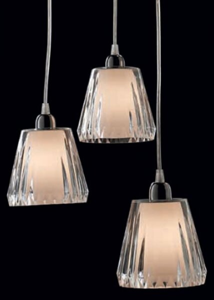 Lampadario moderno illuminando gaia sp 3 led sospensione acrilico tortora viola trasparente interni e14 - Illuminando
