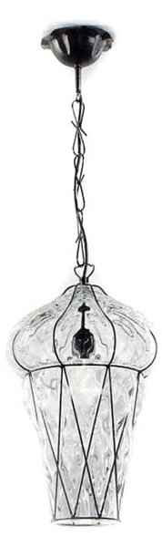 Lampadario classico sylcom tiepolo 1443 24 inox e14 led acciaio vetro soffiato sospensione - Sylcom