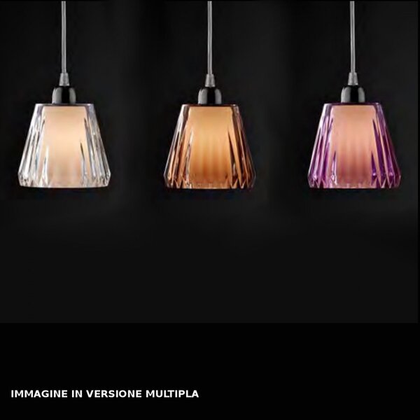 Lampadario moderno illuminando gaia sp 1 led sospensione acrilico tortora viola trasparente interni e14 - Illuminando