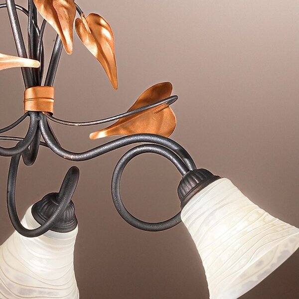Lampadario classico due p illuminazione tosca s5 e14 led metallo vetro bianco paglierino - Due P Illuminazione