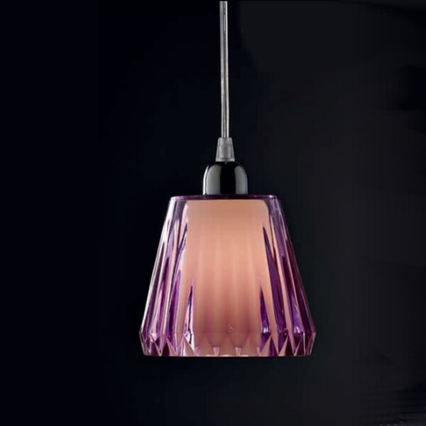Lampadario moderno illuminando gaia sp 1 led sospensione acrilico tortora viola trasparente interni e14 - Illuminando