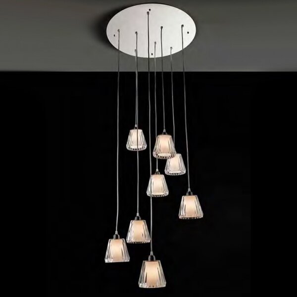 Lampadario moderno illuminando gaia sp 8 led sospensione acrilico tortora viola trasparente interni e14 - Illuminando