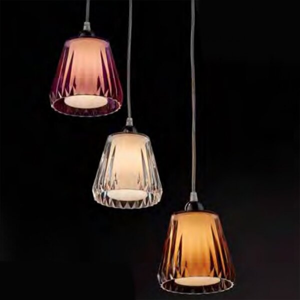 Lampadario moderno illuminando gaia sp 3 led sospensione acrilico tortora viola trasparente interni e14 - Illuminando