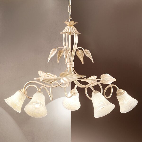 Lampadario classico due p illuminazione tosca s5 e14 led metallo vetro bianco paglierino - Due P Illuminazione