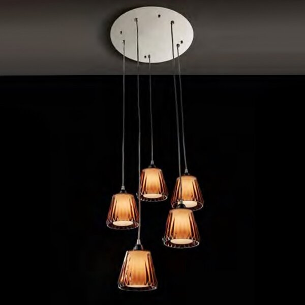 Lampadario moderno illuminando gaia sp 5 led sospensione acrilico tortora viola trasparente interni e14 - Illuminando