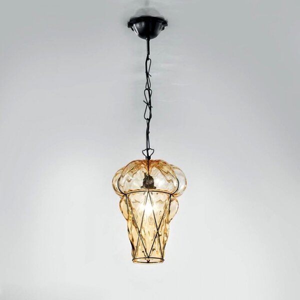 Lampadario classico sylcom tiepolo 1443 24 inox e14 led acciaio vetro soffiato sospensione - Sylcom