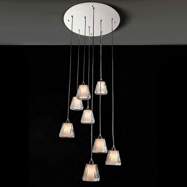 Lampadario moderno illuminando gaia sp 8 led sospensione acrilico tortora viola trasparente interni e14 - Illuminando