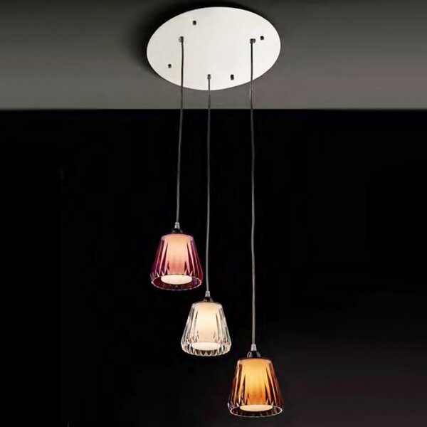 Lampadario moderno illuminando gaia sp 3 led sospensione acrilico tortora viola trasparente interni e14 - Illuminando