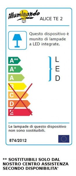 Piantana moderna illuminando alice te 2 led lampada terra metallo bianco interno 20w 3000°k 1600lm - Illuminando