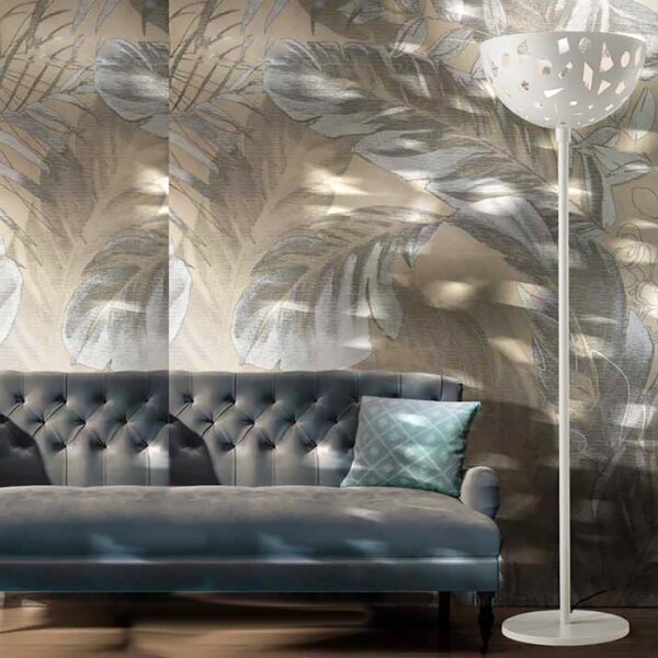 Piantana moderna illuminando geo te c2 led metallo bianco sabbia mezza sfera traforata e27 h178 - Illuminando