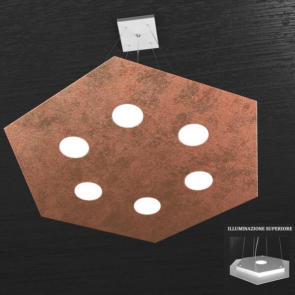 Lampadario moderno top light hexagon 1142 sg+1 gx53 led metallo sospensione - Top Light
