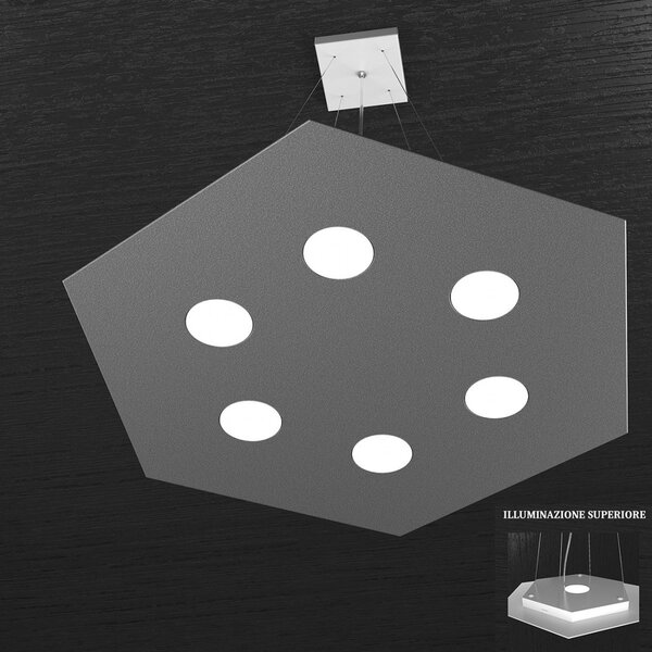 Lampadario moderno top light hexagon 1142 sg+1 gx53 led metallo sospensione - Top Light