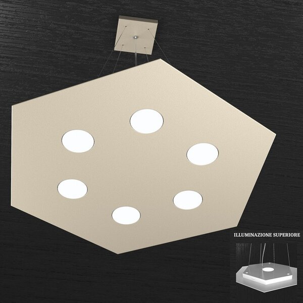 Lampadario moderno top light hexagon 1142 sg+1 gx53 led metallo sospensione - Top Light