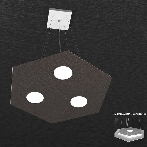 Lampadario moderno top light hexagon 1142 sp+1 gx53 led metallo sospensione - Top Light