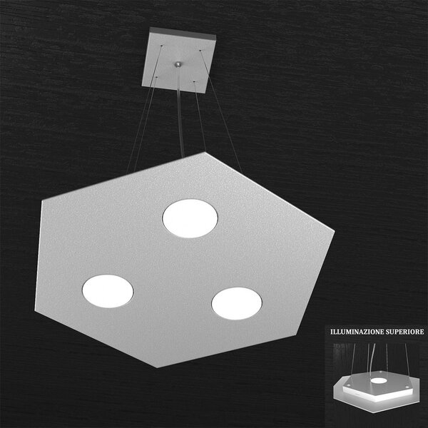 Lampadario moderno top light hexagon 1142 sp+1 gx53 led metallo sospensione - Top Light