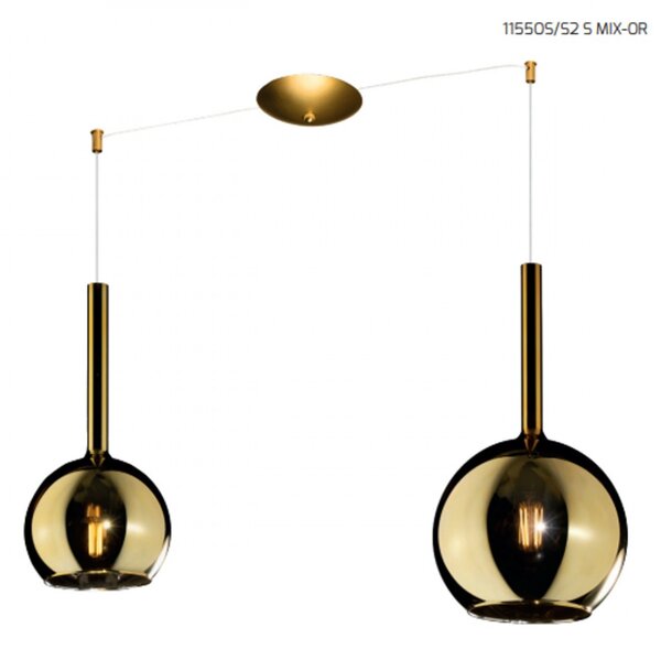 Lampadario classico top light future 1155os s2 s mix or e27 led vetro pirex soffiato sospensione - Top Light