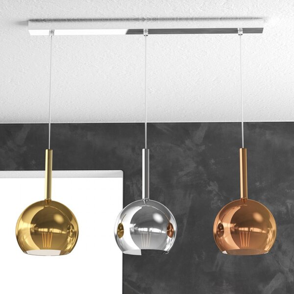 Lampadario moderno top light future 1155cr s3 rp mc e27 led vetro pirex soffiato - Top Light
