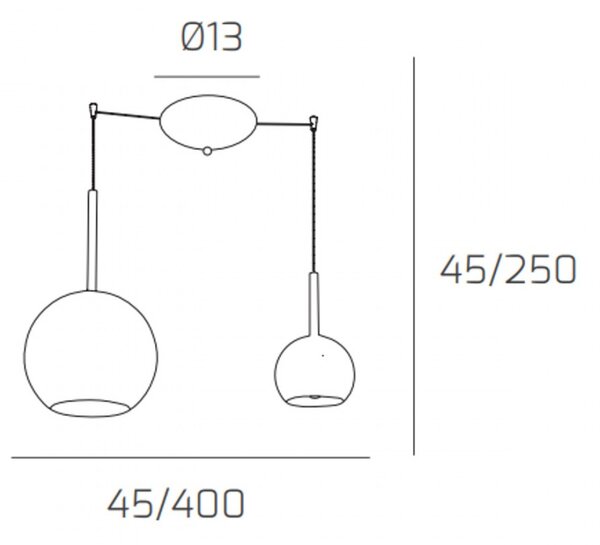 Lampadario classico top light future 1155os s2 s mix or e27 led vetro pirex soffiato sospensione - Top Light