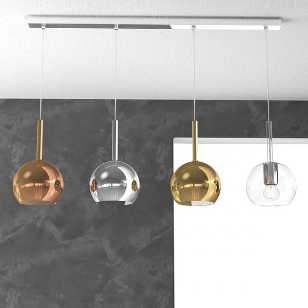 Lampadario moderno top light future 1155cr s4 rp mc e27 led vetro pirex soffiato - Top Light