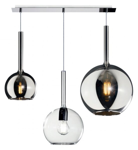 Lampadario moderno top light future 1155cr s3 rmix tc e27 led vetro pirex soffiato sospensione - Top Light