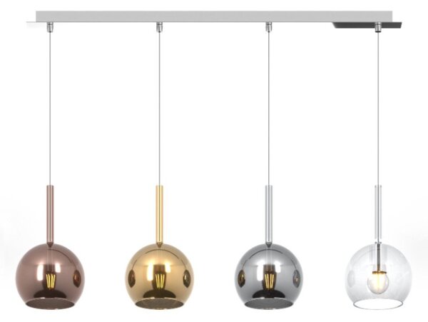 Lampadario moderno top light future 1155cr s4 rp mc e27 led vetro pirex soffiato - Top Light