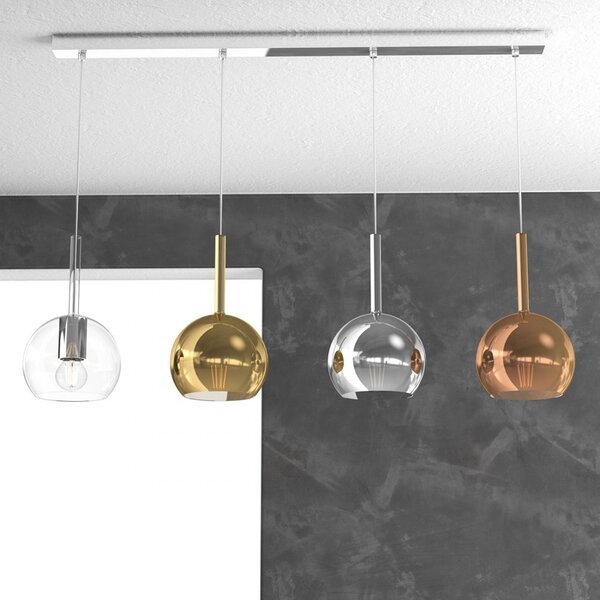 Lampadario moderno top light future 1155cr s4 rp mc e27 led vetro pirex soffiato - Top Light