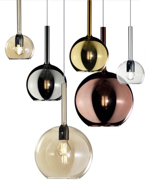 Lampadario classico top light future 1155os s2 s mix or e27 led vetro pirex soffiato sospensione - Top Light