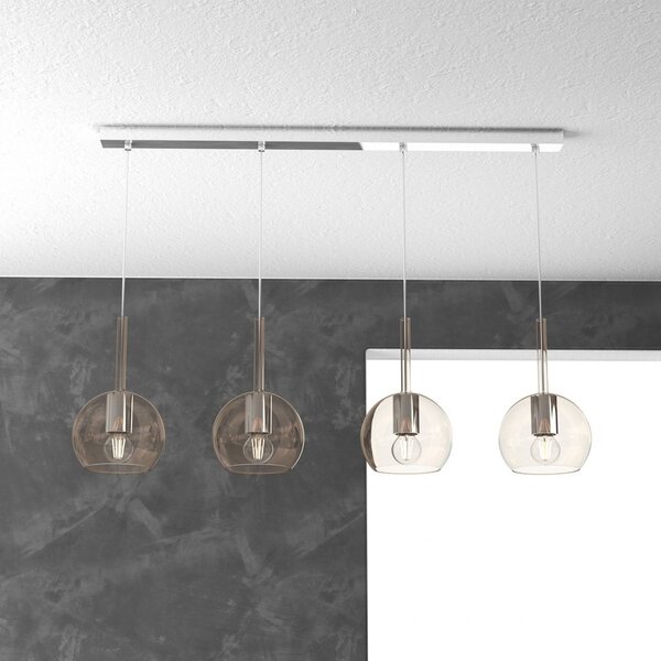 Lampadario moderno top light future 1155cr s4 rp e27 led vetro pirex soffiato - Top Light