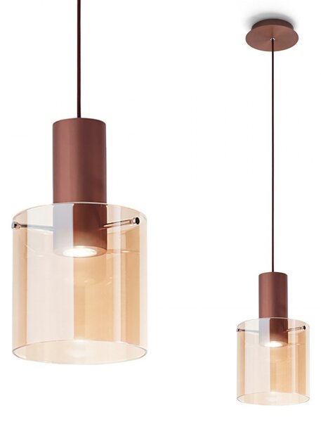 Lampadari classico perenz hugo 6664 am led gu10 sospensione vetro ambra metallo interni - Perenz