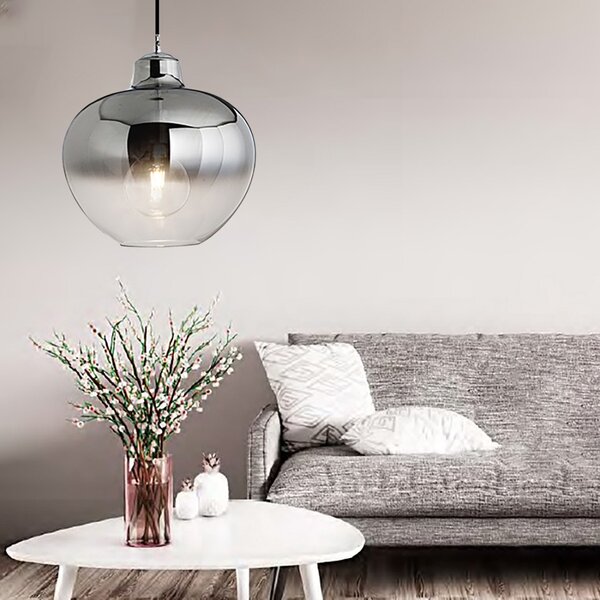 Lampadario cromo perenz bowl 6666 sp e27 led sospensione vetro moderno lampada soffitto - Perenz