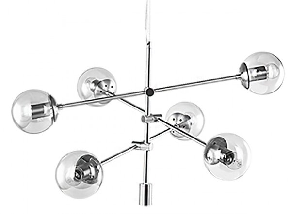 Lampadario moderno padana lampadari gioko 1103 6 cr e27 led metallo vetro soffiato sospensione - Padana Lampadari