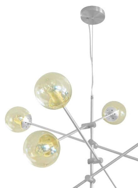 Lampadario moderno padana lampadari gioko 1103 6 bi e27 led metallo vetro soffiato sospensione - Padana Lampadari