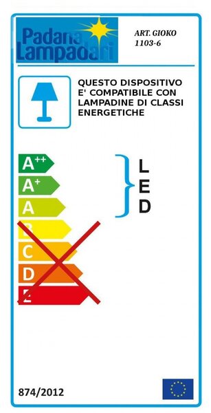 Lampadario moderno padana lampadari gioko 1103 6 cr e27 led metallo vetro soffiato sospensione - Padana Lampadari
