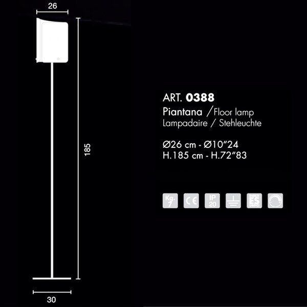 Piantana moderna selene illuminazione papiro 0388 053 e27 led dimmerabile vetro lampada terra - Selene Illuminazione