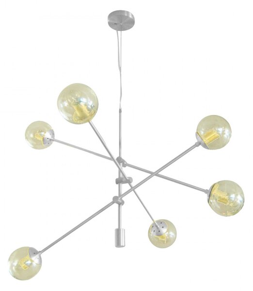 Lampadario moderno padana lampadari gioko 1103 6 bi e27 led metallo vetro soffiato sospensione - Padana Lampadari