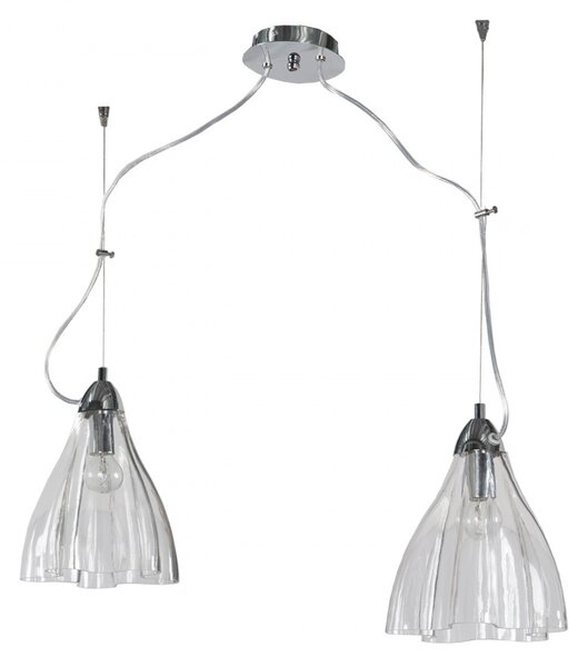 Lampadario moderno padana lampadari casper 1110 2 e14 led metallo vetro cristallo sospensione - Padana Lampadari