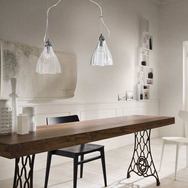 Lampadario moderno padana lampadari casper 1110 2 e14 led metallo vetro cristallo sospensione - Padana Lampadari