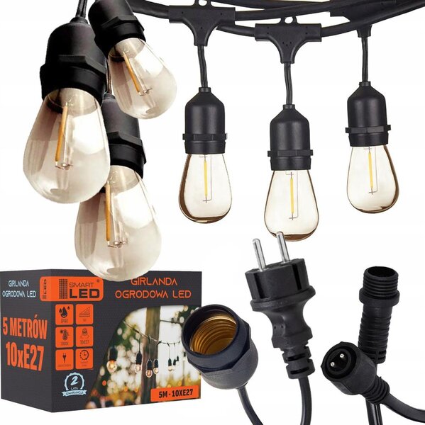 LED catena decorativa da esterno 10xE27/1W/230V 6,44 m IP44 nera