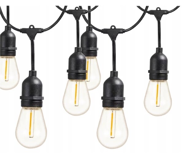 Catena luminosa decorativa LED per esterni 15xE27/1W/230V 15,94 m IP44 nera
