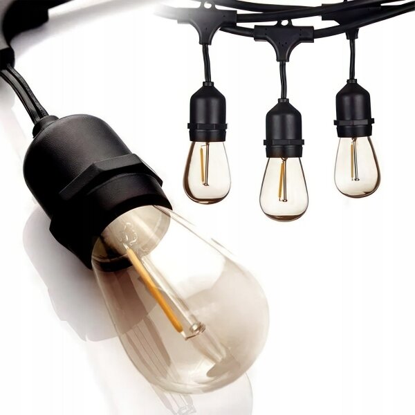 Catena luminosa decorativa LED per esterni 15xE27/1W/230V 15,94 m IP44 nera